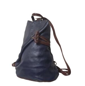 Italian Leather Mini Blue Backpack